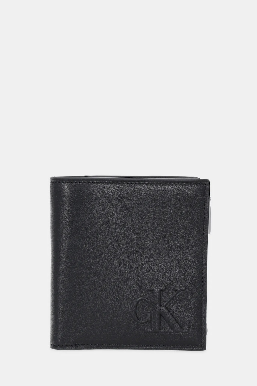 Levně Kožená peněženka Calvin Klein pánská, černá barva, LV04G1074G