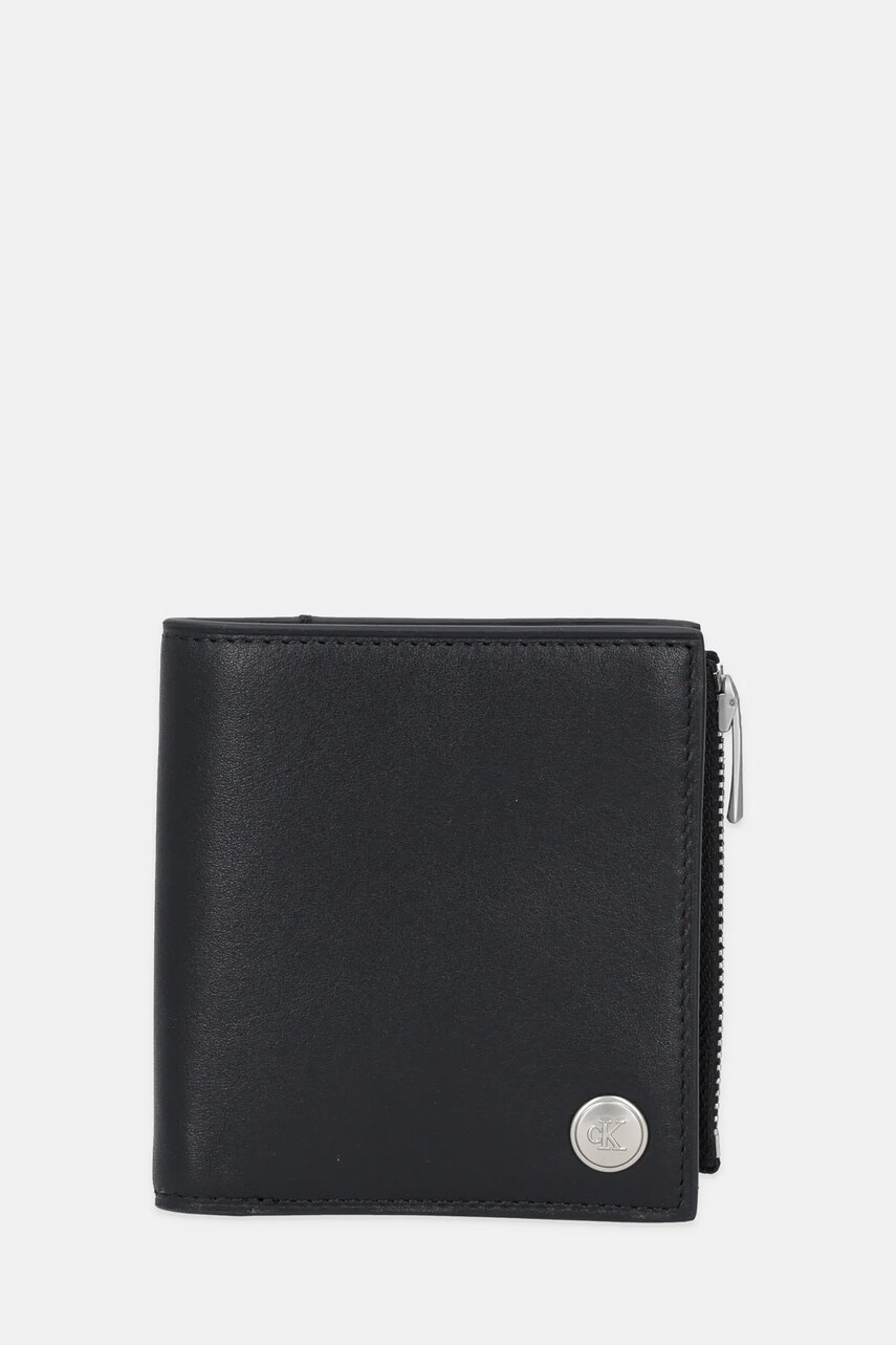 Levně Kožená peněženka Calvin Klein pánská, černá barva, LV04G1078G
