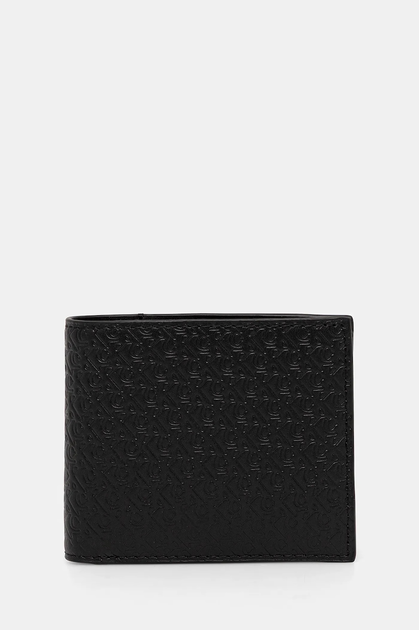 Levně Kožená peněženka Calvin Klein pánská, černá barva, LV04G1085G