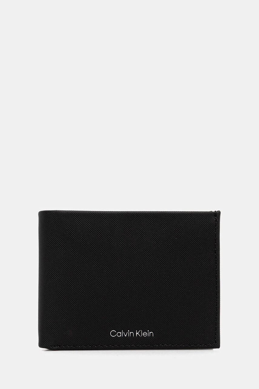 Levně Kožená peněženka Calvin Klein pánská, černá barva, LV04D1045G