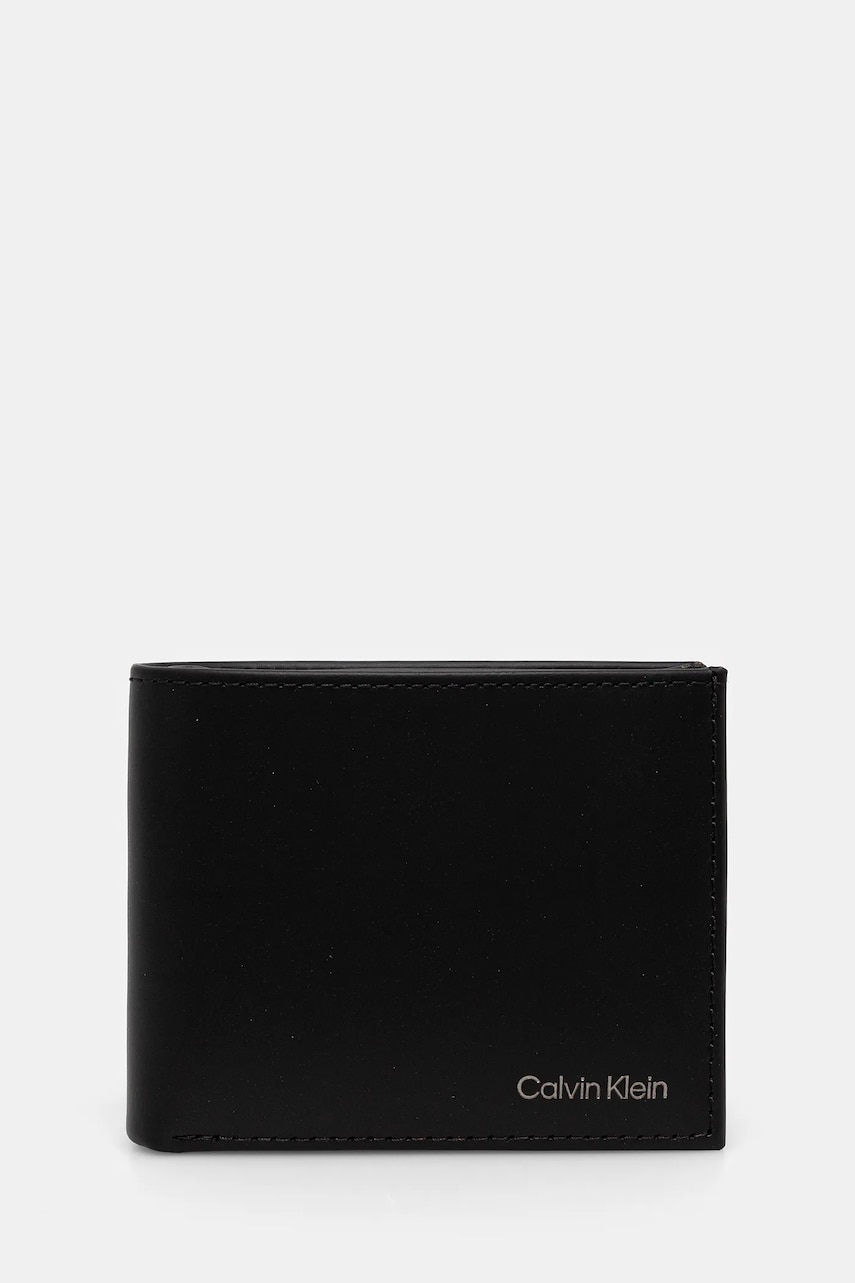 Levně Kožená peněženka Calvin Klein pánská, černá barva, LV04D1103G