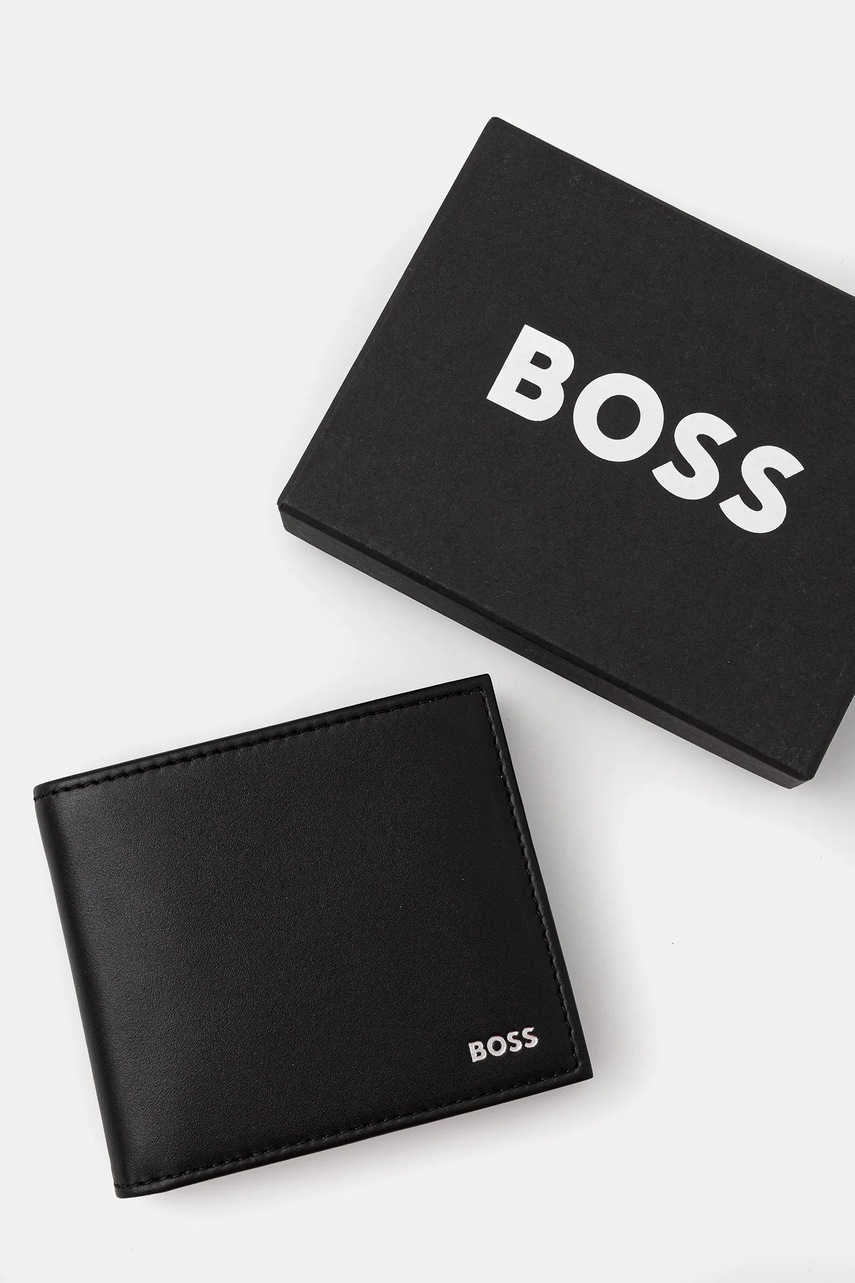 Δερμάτινο πορτοφόλι BOSS ανδρικό, χρώμα: μαύρο, 50546152 φωτογραφία