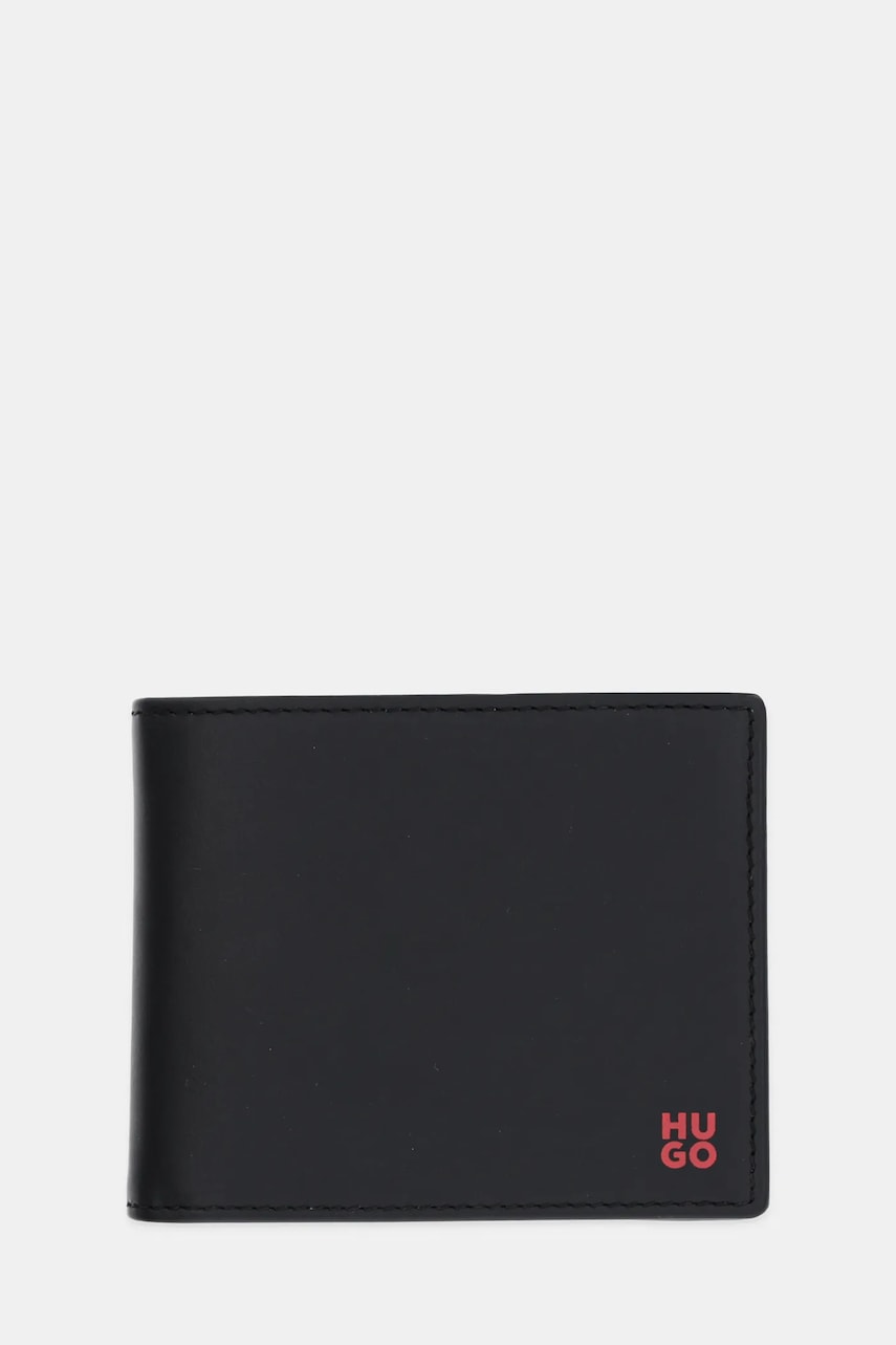HUGO portofel de piele culoarea negru, 50548300