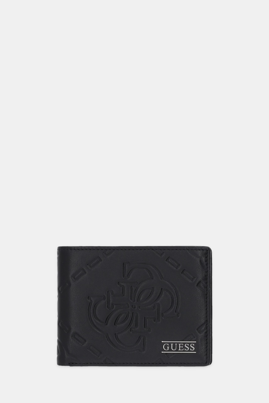 

Кожен портфейл Guess BOSTON мъжки в черно SMBOMG LEA20, Черен