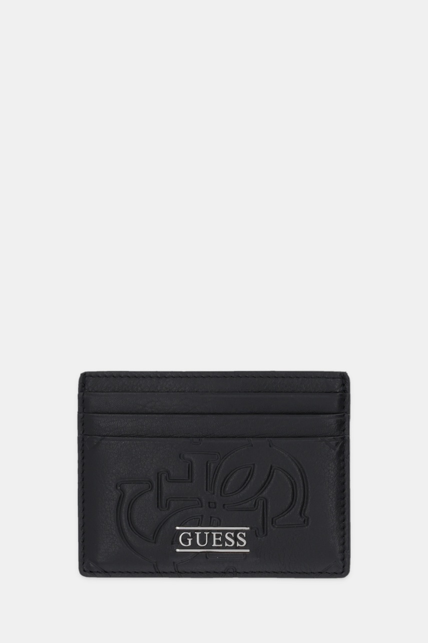 

Кожен калъф за карти Guess BOSTON в черно SMBOMG LEA25, Черен