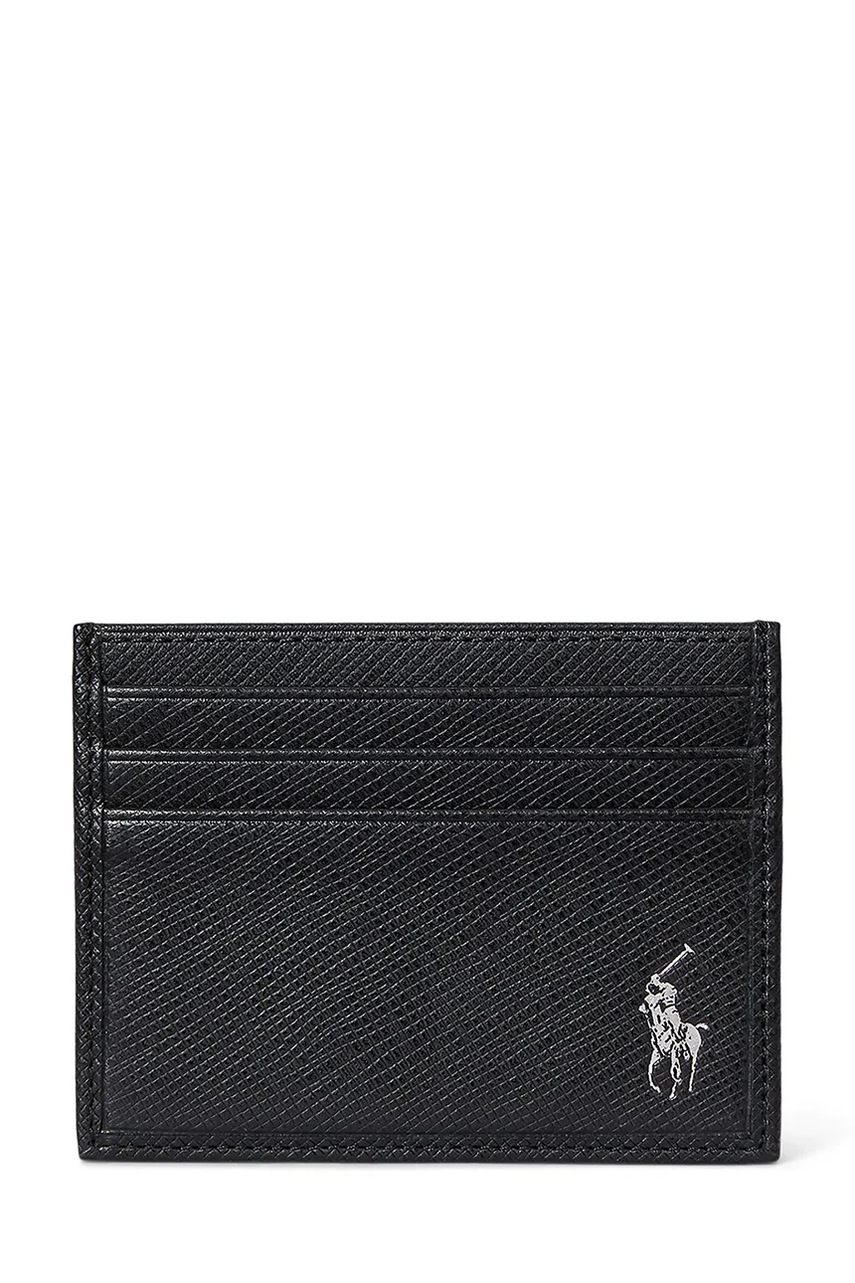 Levně Kožené pouzdro na karty Polo Ralph Lauren pánské, černá barva, 405931677