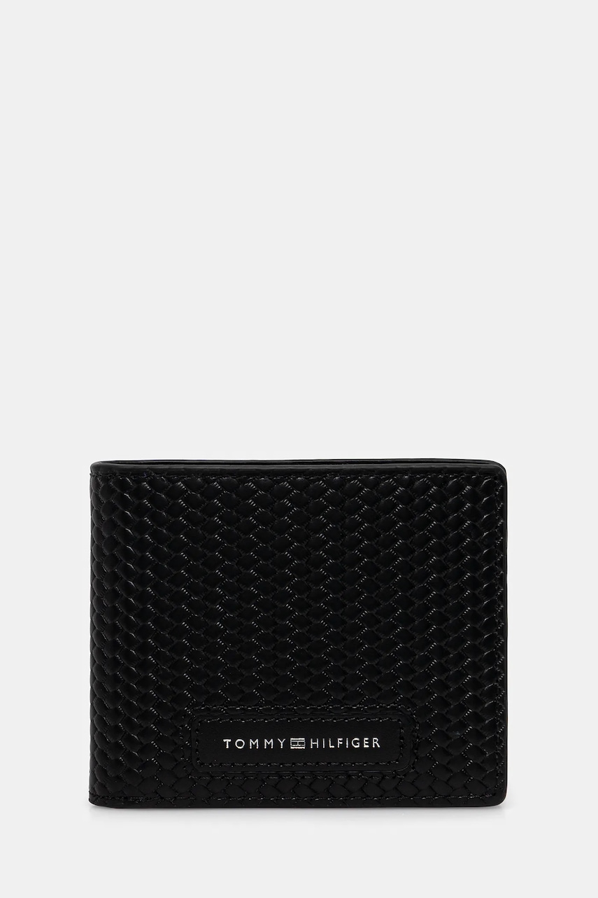 Levně Kožená peněženka Tommy Hilfiger pánská, černá barva, AM0AM13728