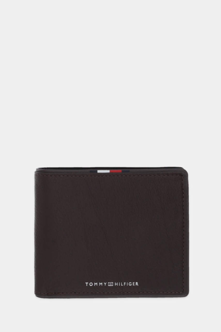 Levně Kožená peněženka Tommy Hilfiger pánská, hnědá barva, AM0AM13741