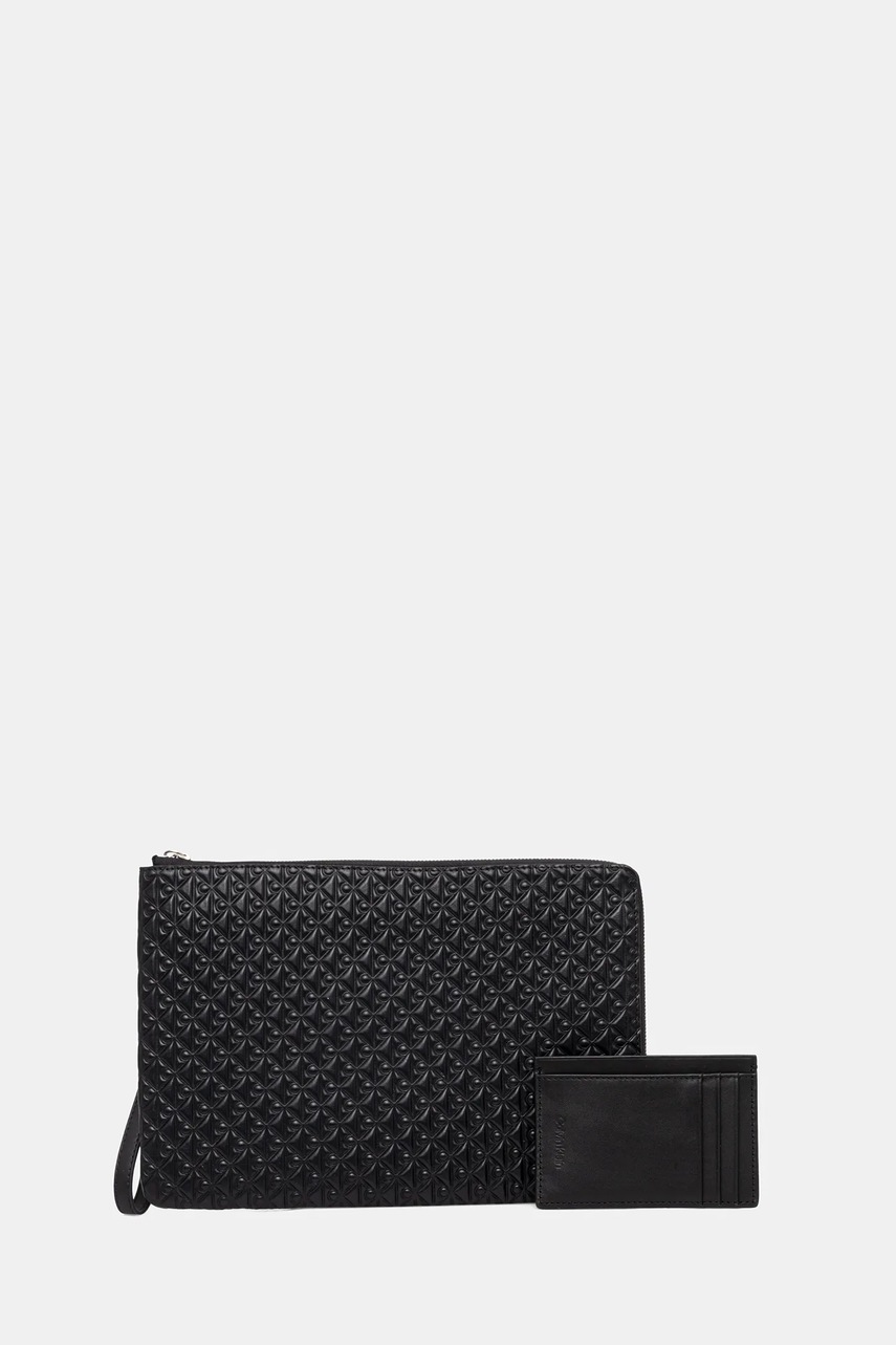 Levně Kožená taštička Calvin Klein pánská, černá barva, LV04D0003G