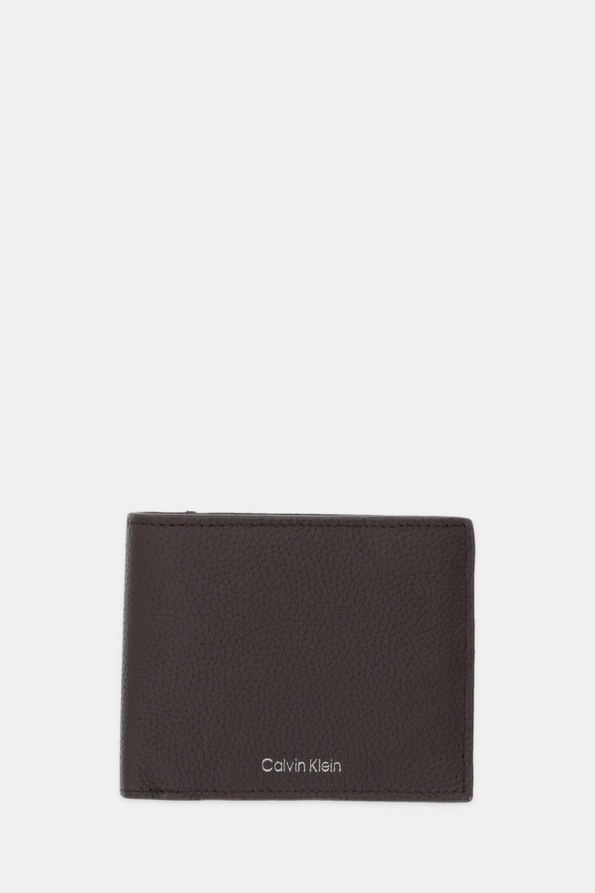 Levně Kožená peněženka Calvin Klein pánská, hnědá barva, LV04D1062G