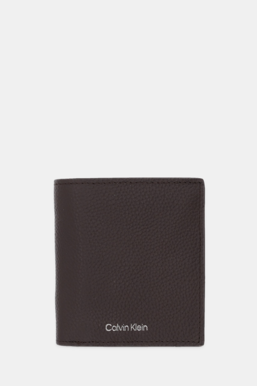 Levně Kožená peněženka Calvin Klein pánská, hnědá barva, LV04D1063G