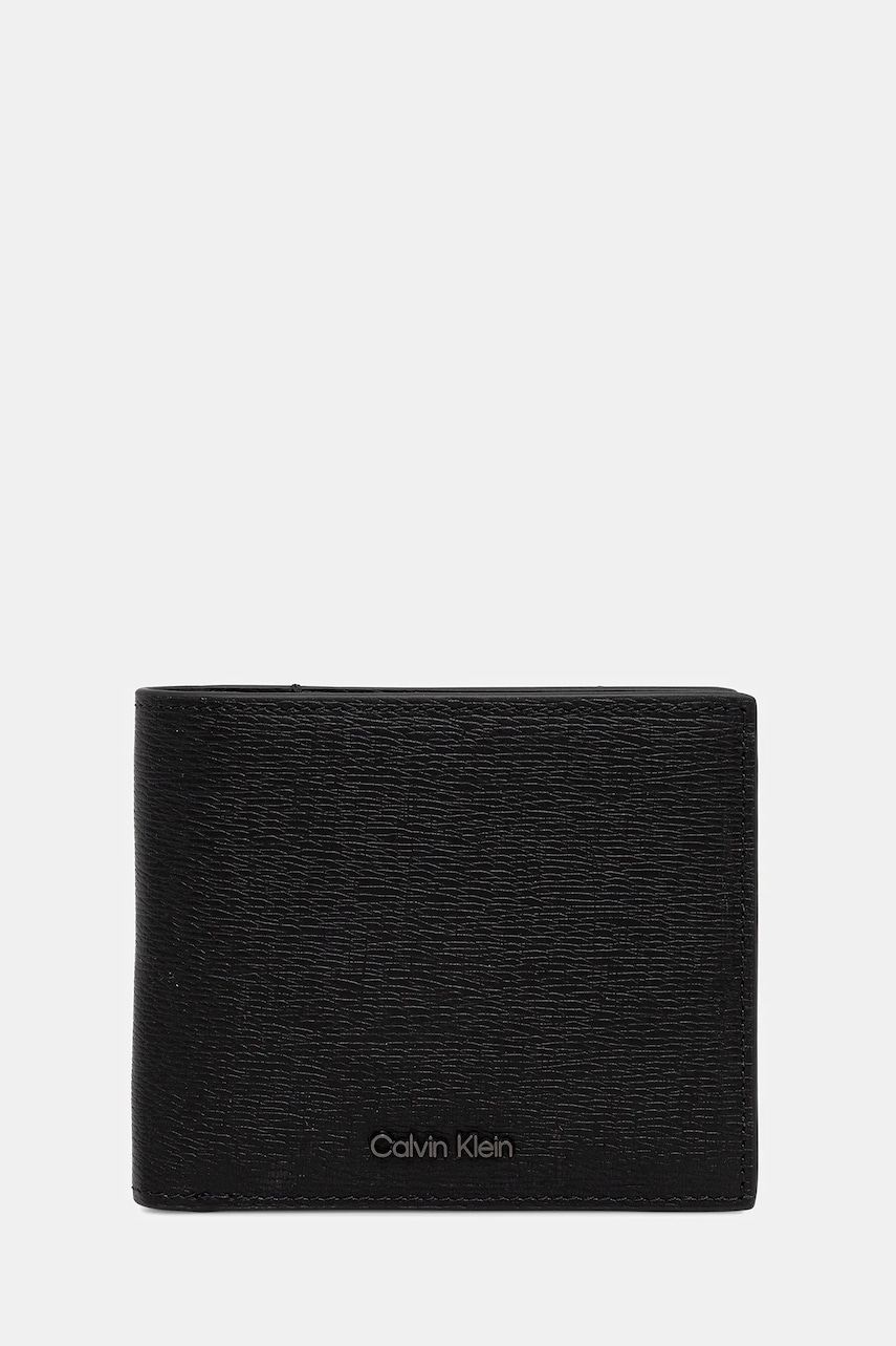 Levně Kožená peněženka Calvin Klein pánská, černá barva, LV04D1072G