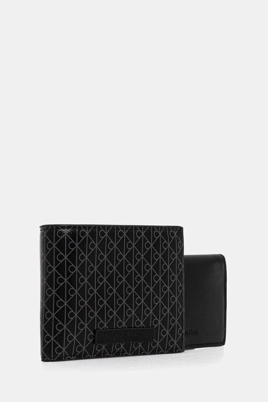 Кожаные кошелёк и чехол для карт Calvin Klein цвет чёрный LV04D1086G