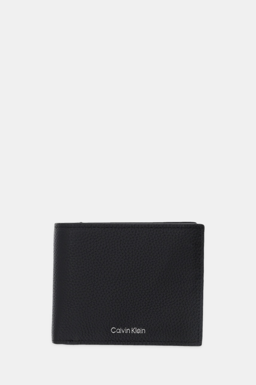 Levně Kožená peněženka Calvin Klein pánská, černá barva, LV04D1138G