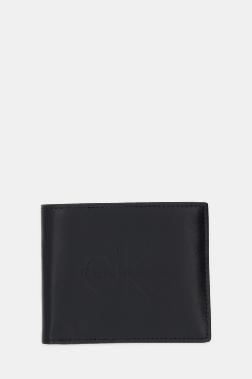 Levně Kožená peněženka Calvin Klein pánská, černá barva, LV04D1155G