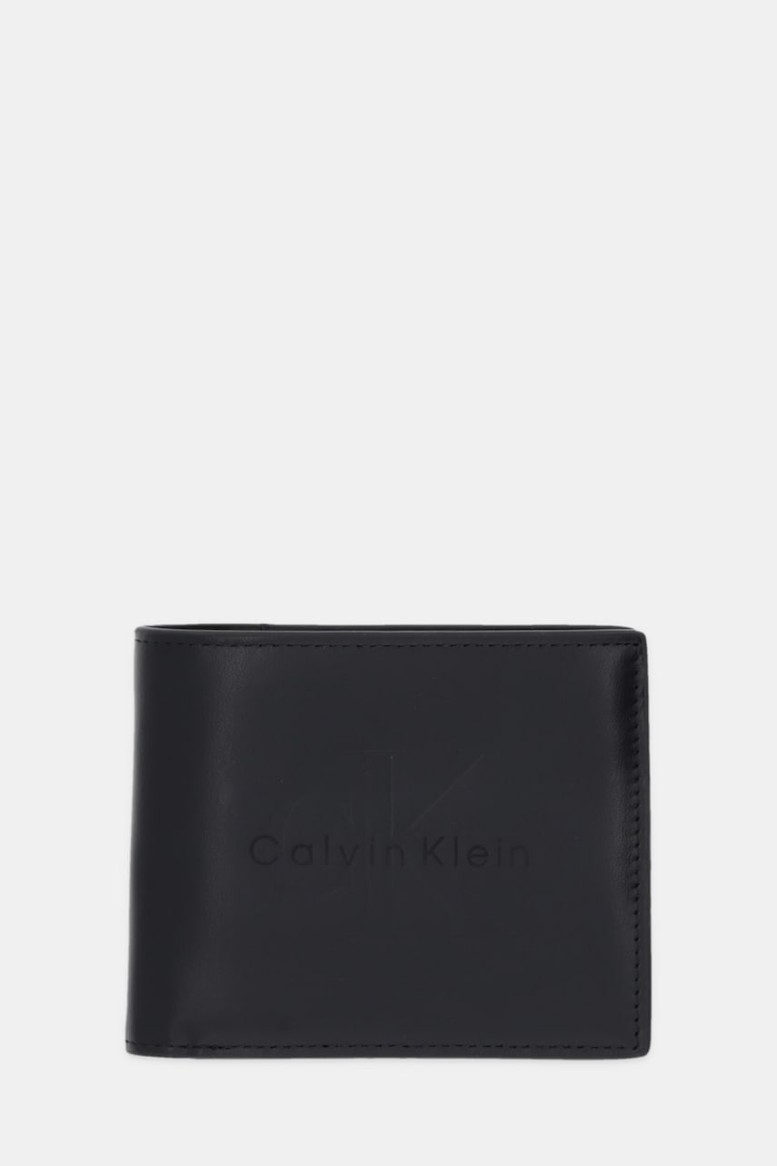 Levně Kožená peněženka Calvin Klein pánská, černá barva, LV04D1156G