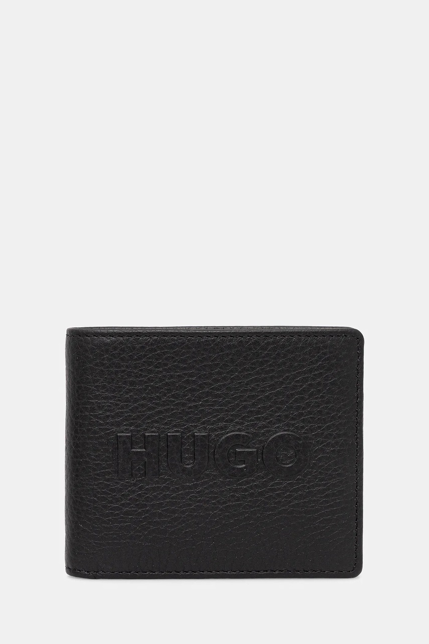 HUGO portofel de piele culoarea negru, 50552795