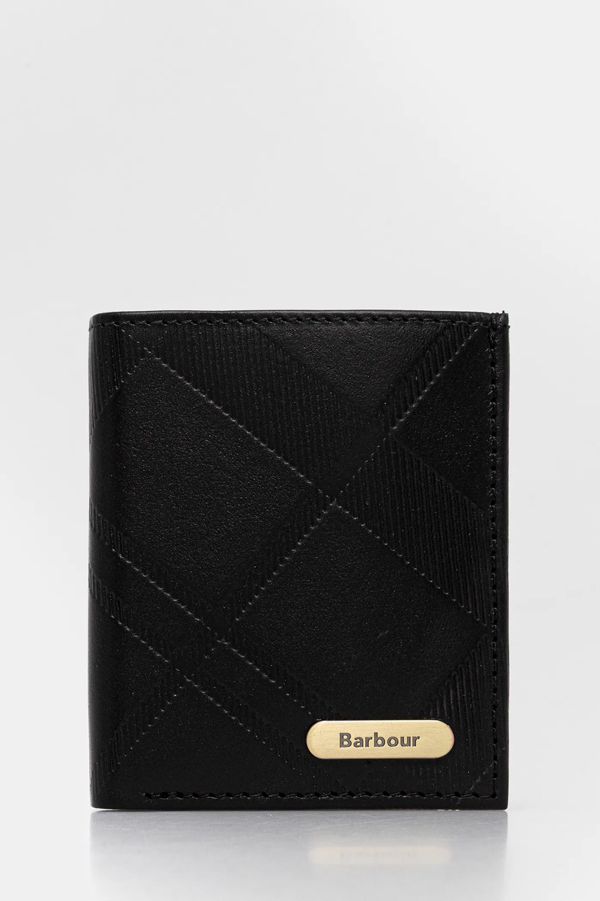 Кожаный кошелек + брелок Barbour цвет чёрный MGS0101