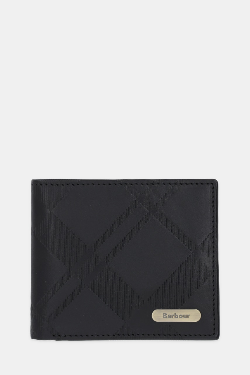 Barbour portofel de piele culoarea negru, MLG0077