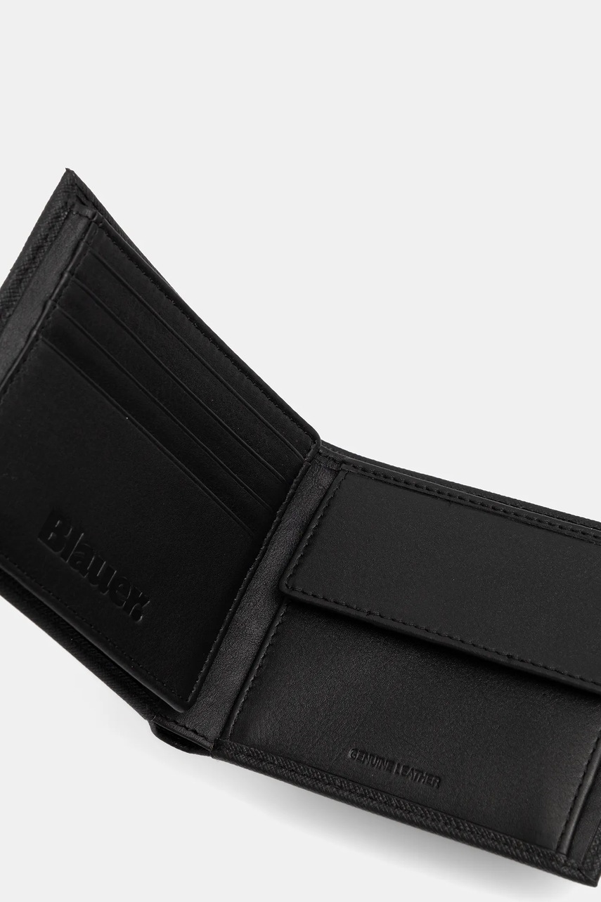 Δερμάτινο πορτοφόλι Blauer ανδρικό, χρώμα: μαύρο, TRIF01 φωτογραφία