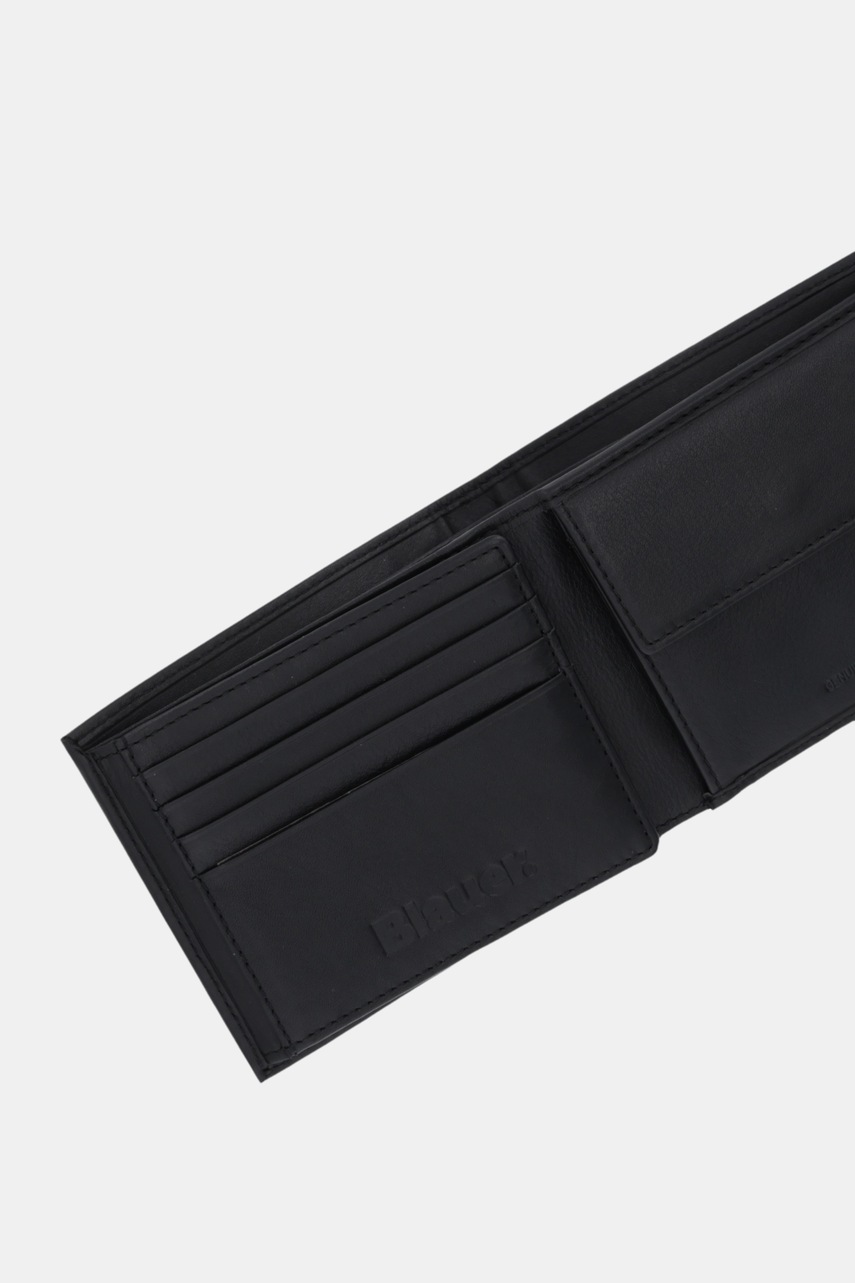 Δερμάτινο πορτοφόλι Blauer ανδρικό, χρώμα: μαύρο, TRIF01 φωτογραφία