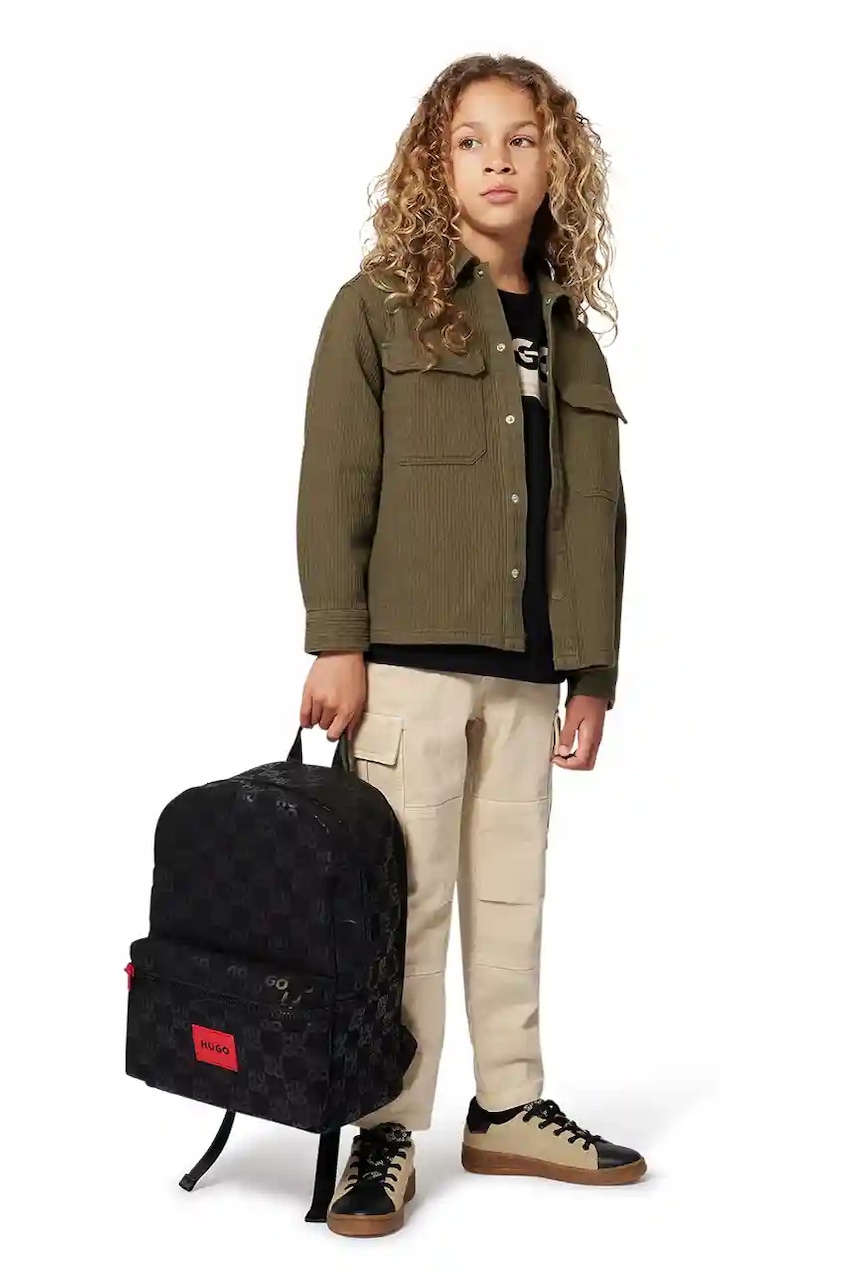 HUGO ghiozdan copii culoarea negru, mare, cu imprimeu, G00556