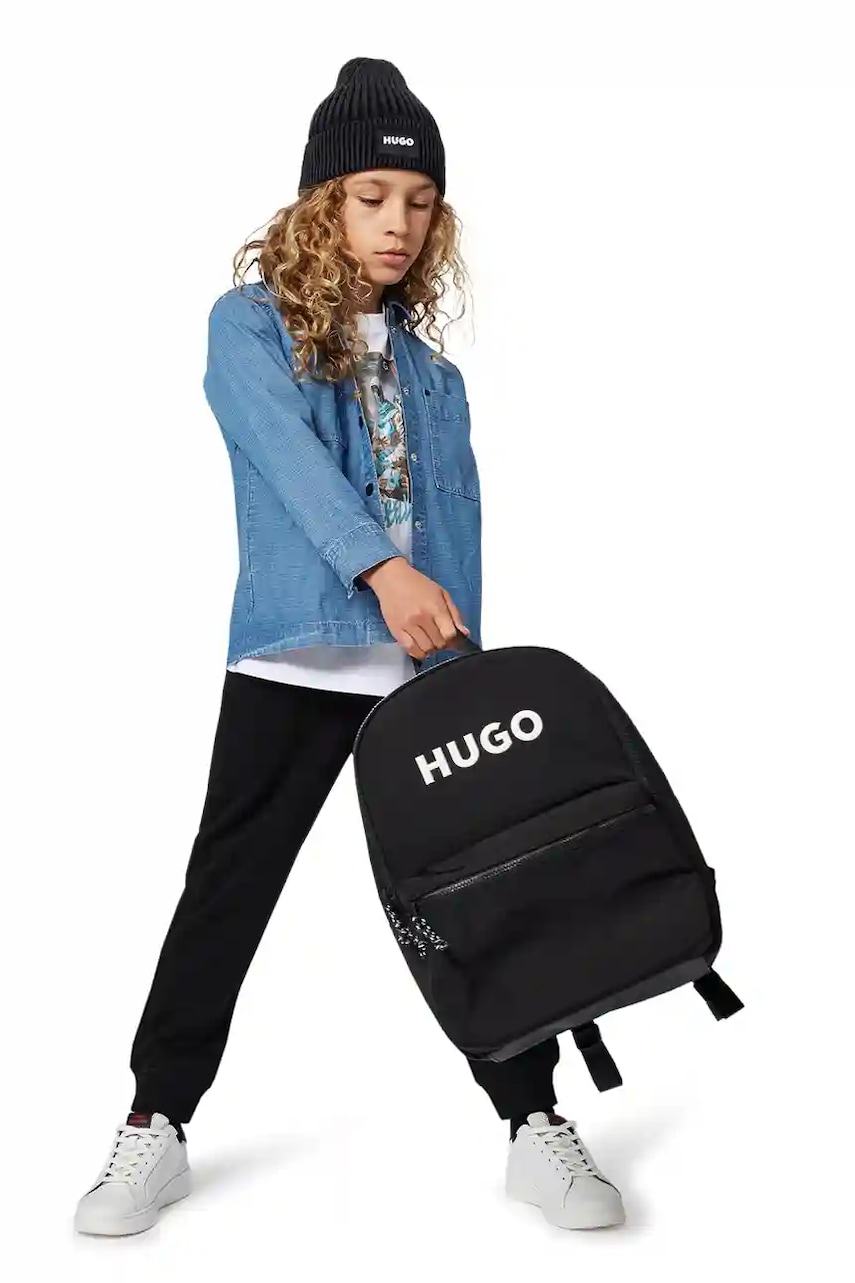 HUGO ghiozdan copii culoarea negru, mare, cu imprimeu, G00557