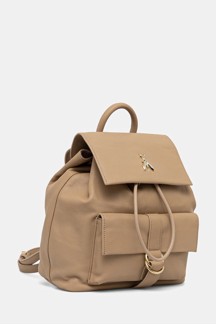 Кожаный рюкзак Patrizia Pepe цвет бежевый маленький однотонный 8B0285 L162