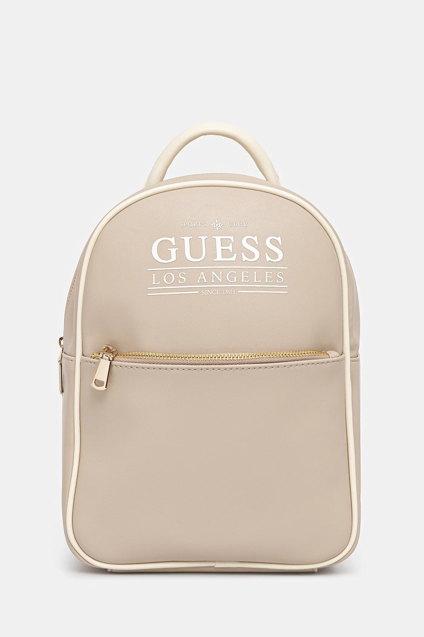 Levně Batoh Guess FANCY dámský, béžová barva, malý, s potiskem, V5YZ05 WHDX0