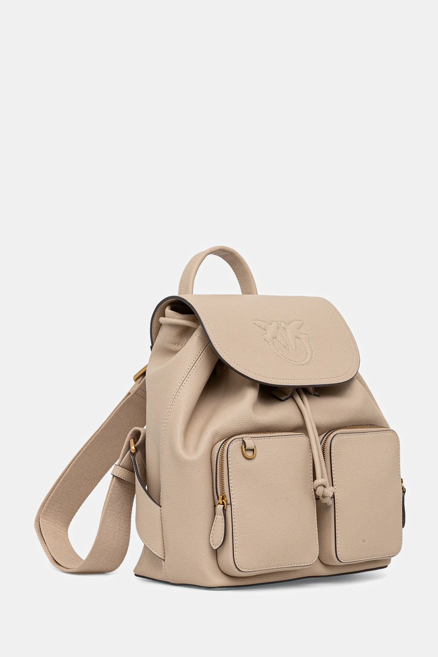 Кожаный рюкзак Pinko цвет бежевый маленький с аппликацией 104351 A29Q