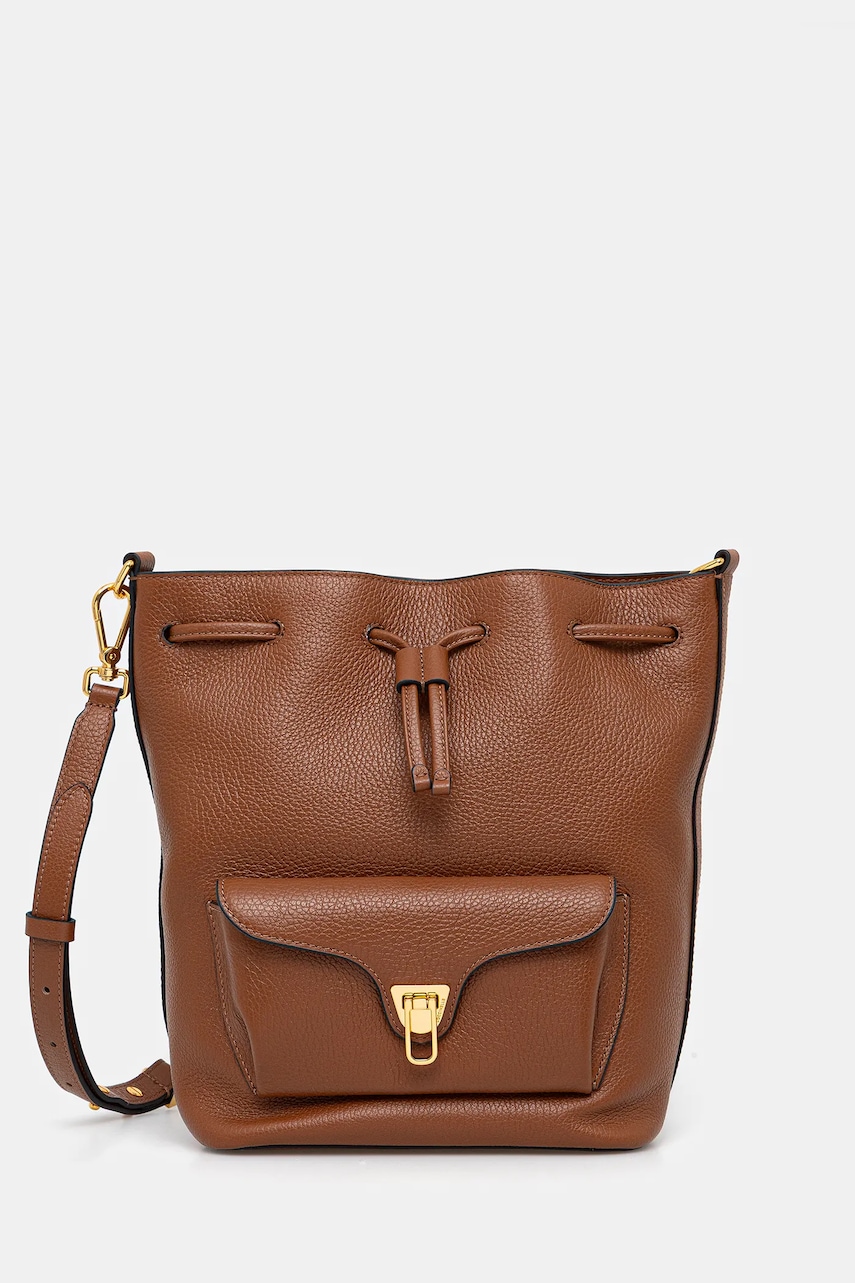 Coccinelle poșetă de piele culoarea maro, E1.TFK.23.02.01