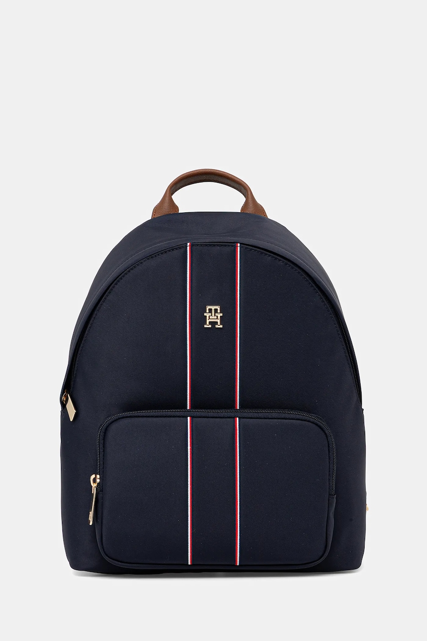 Levně Batoh Tommy Hilfiger dámský, tmavomodrá barva, malý, s aplikací, AW0AW17651