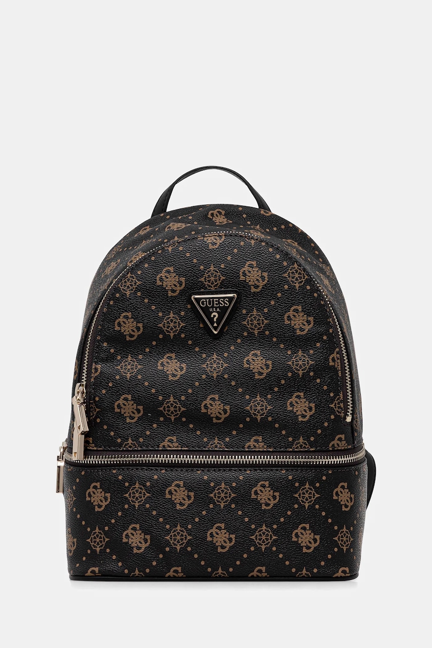 

Раница Guess SILIA дамска в кафяво малък размер с десен TWGP98 90032, Кафяв