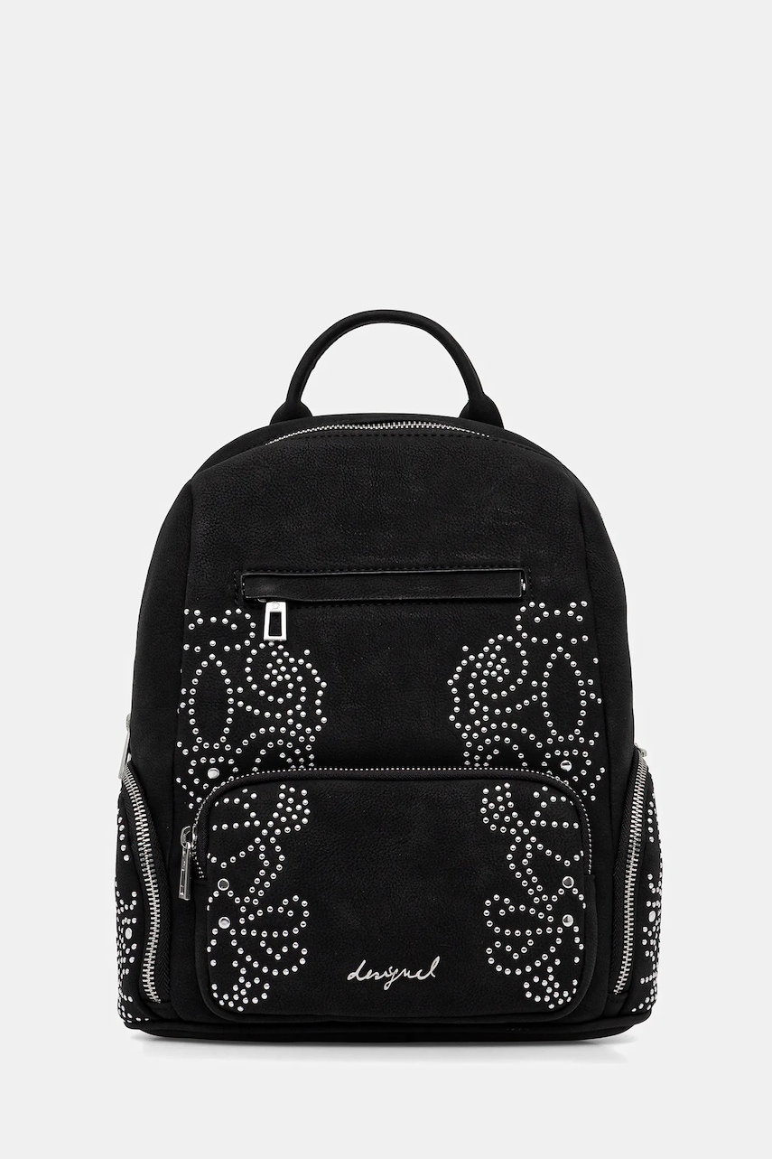 Desigual rucsac POKER FACE CHESTER M culoarea negru, mic, cu imprimeu, 25WAKP35