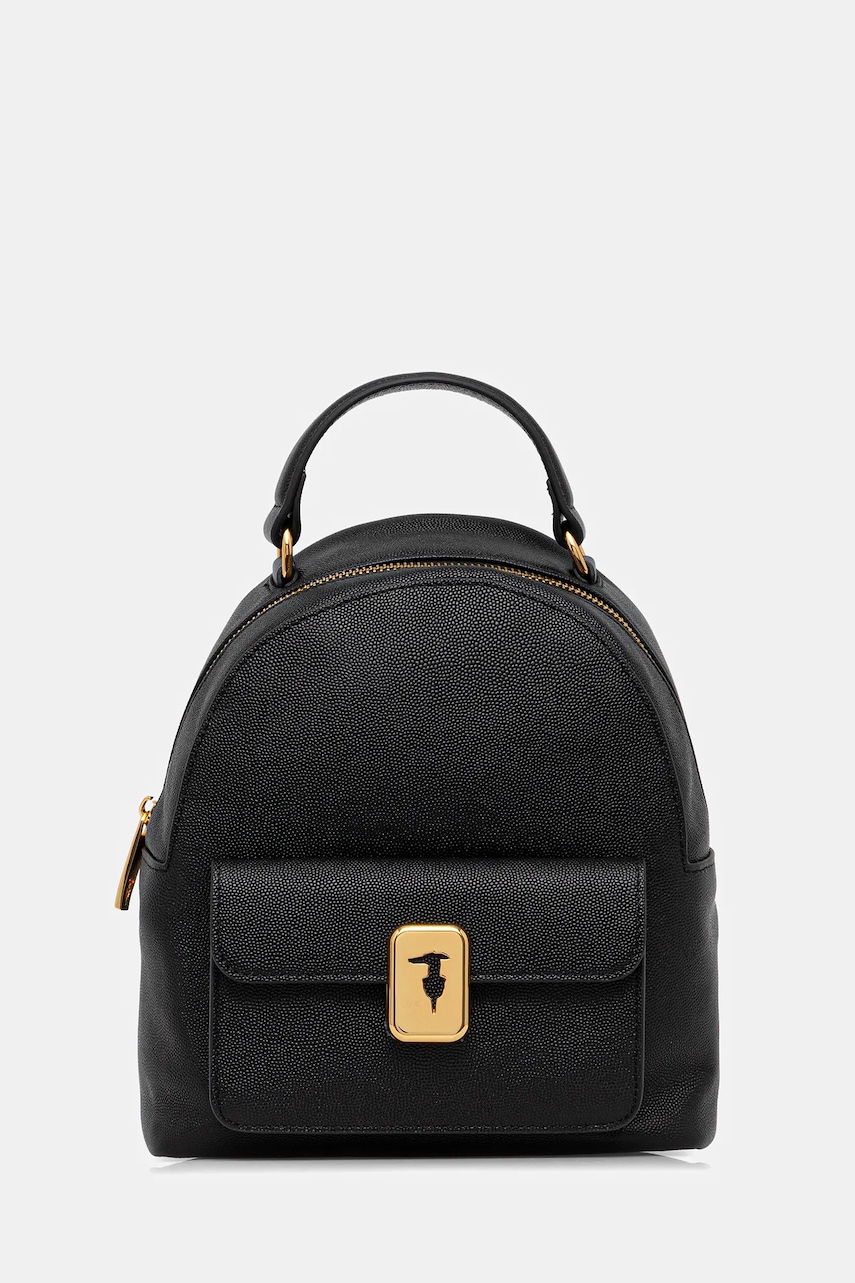 Trussardi ghiozdan de piele culoarea negru, mic, uni, Z607E106080N