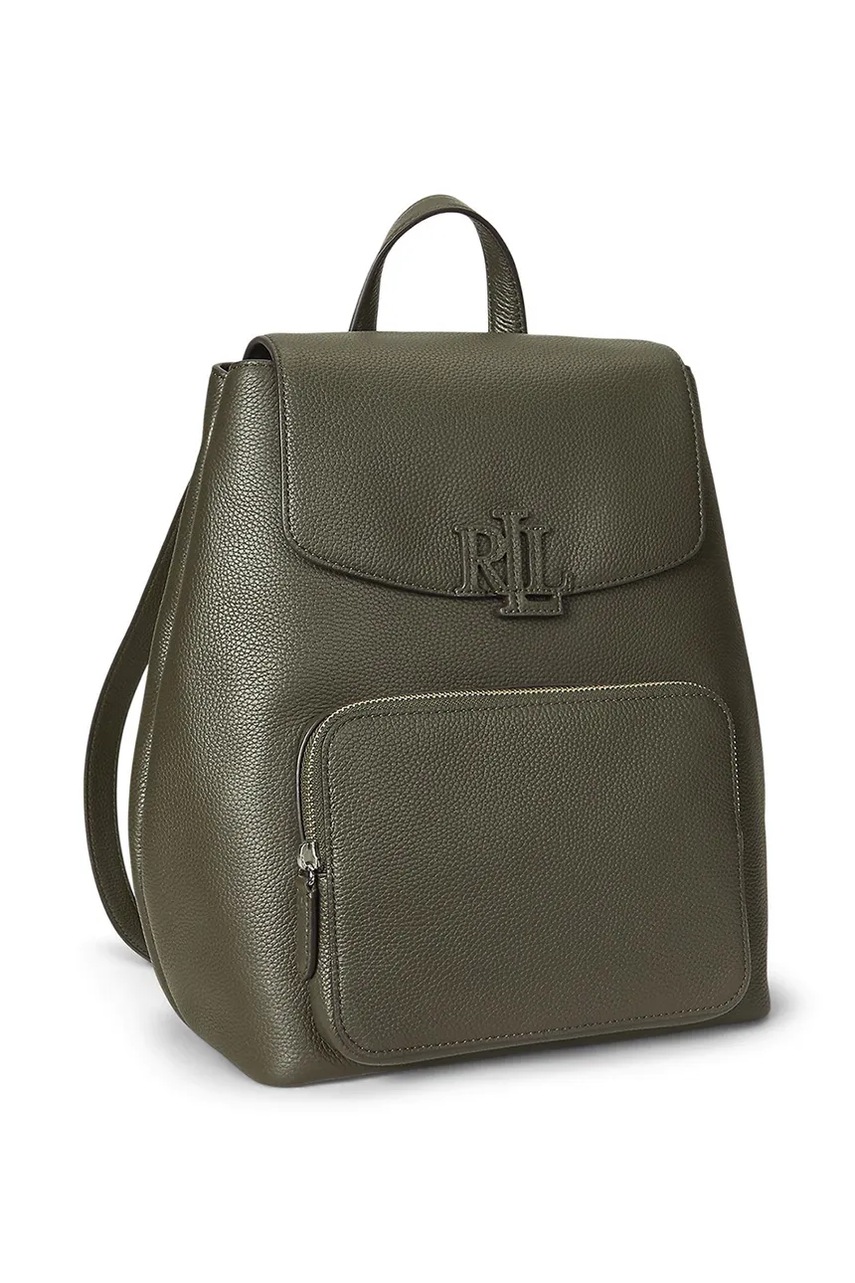 Кожаный рюкзак Lauren Ralph Lauren цвет зелёный большой однотонный 431969355