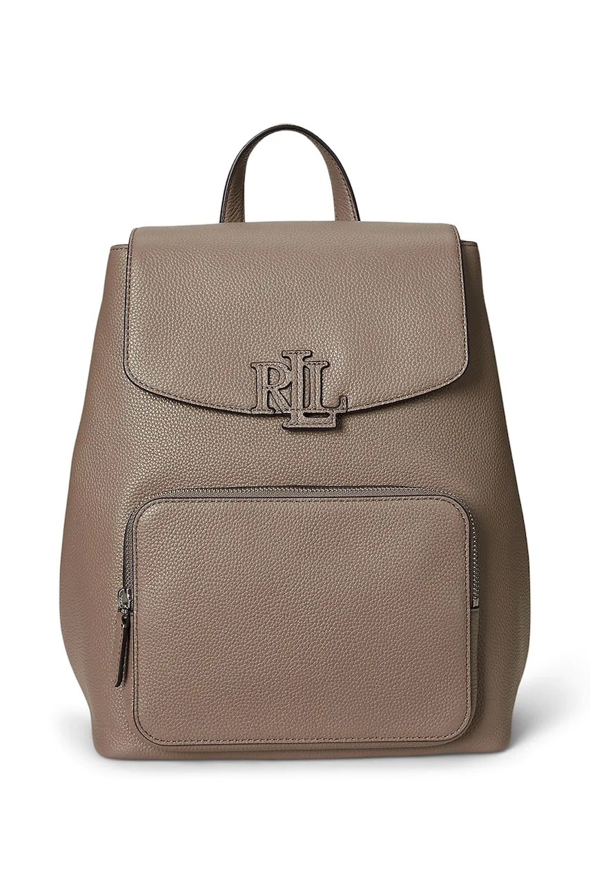 Kožený batoh Lauren Ralph Lauren dámský, hnědá barva, velký, 431969355