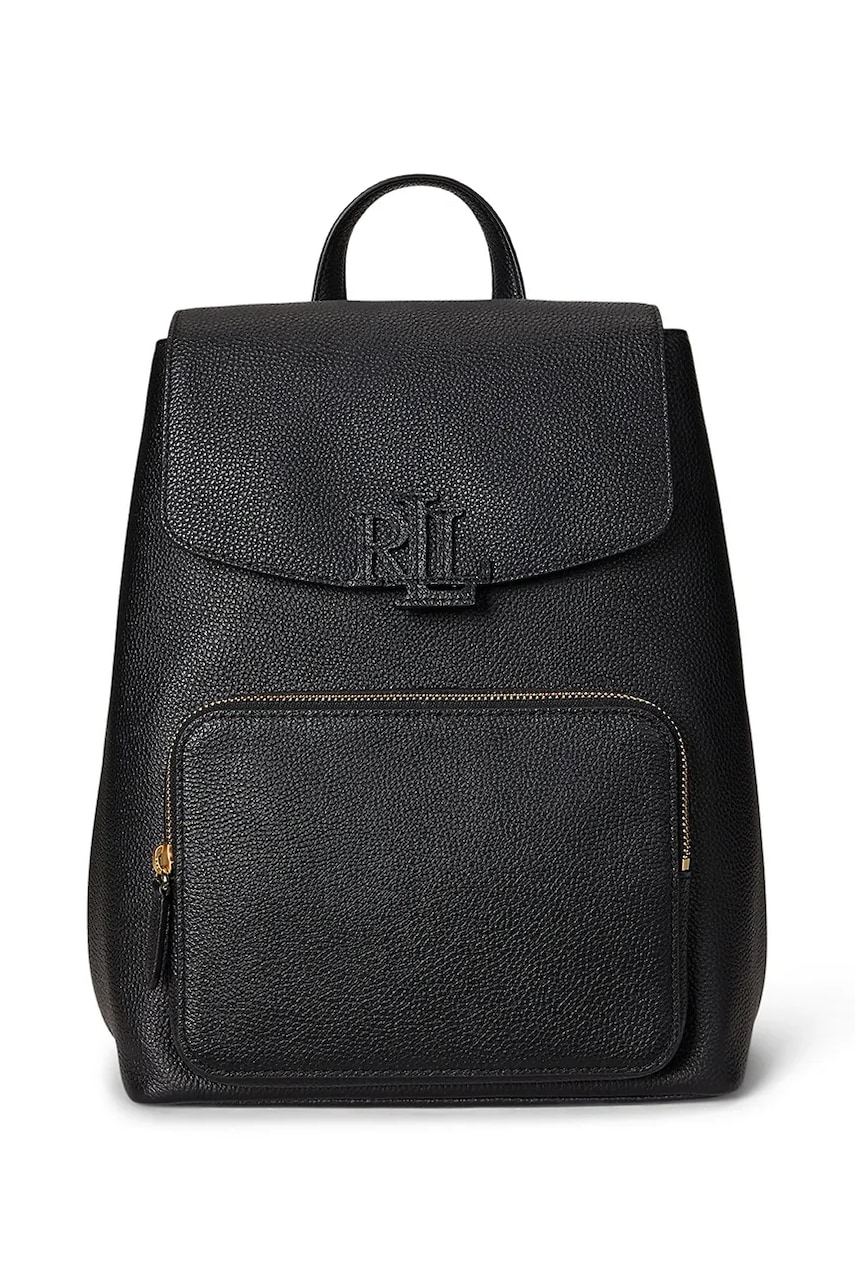 Levně Kožený batoh Lauren Ralph Lauren dámský, černá barva, velký, 431969355