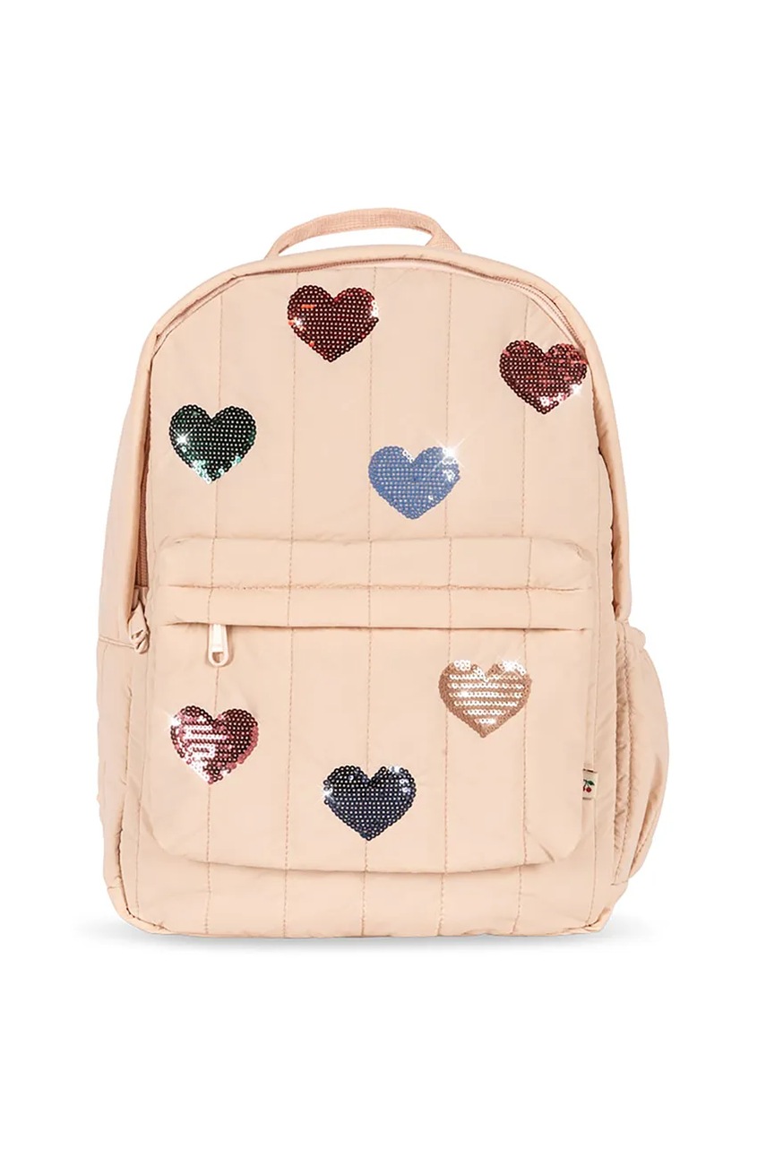 Детский рюкзак Konges Sløjd JUNO QUILTED SEQUIN BACKPACK MIDI цвет розовый маленький с аппликацией KS103554