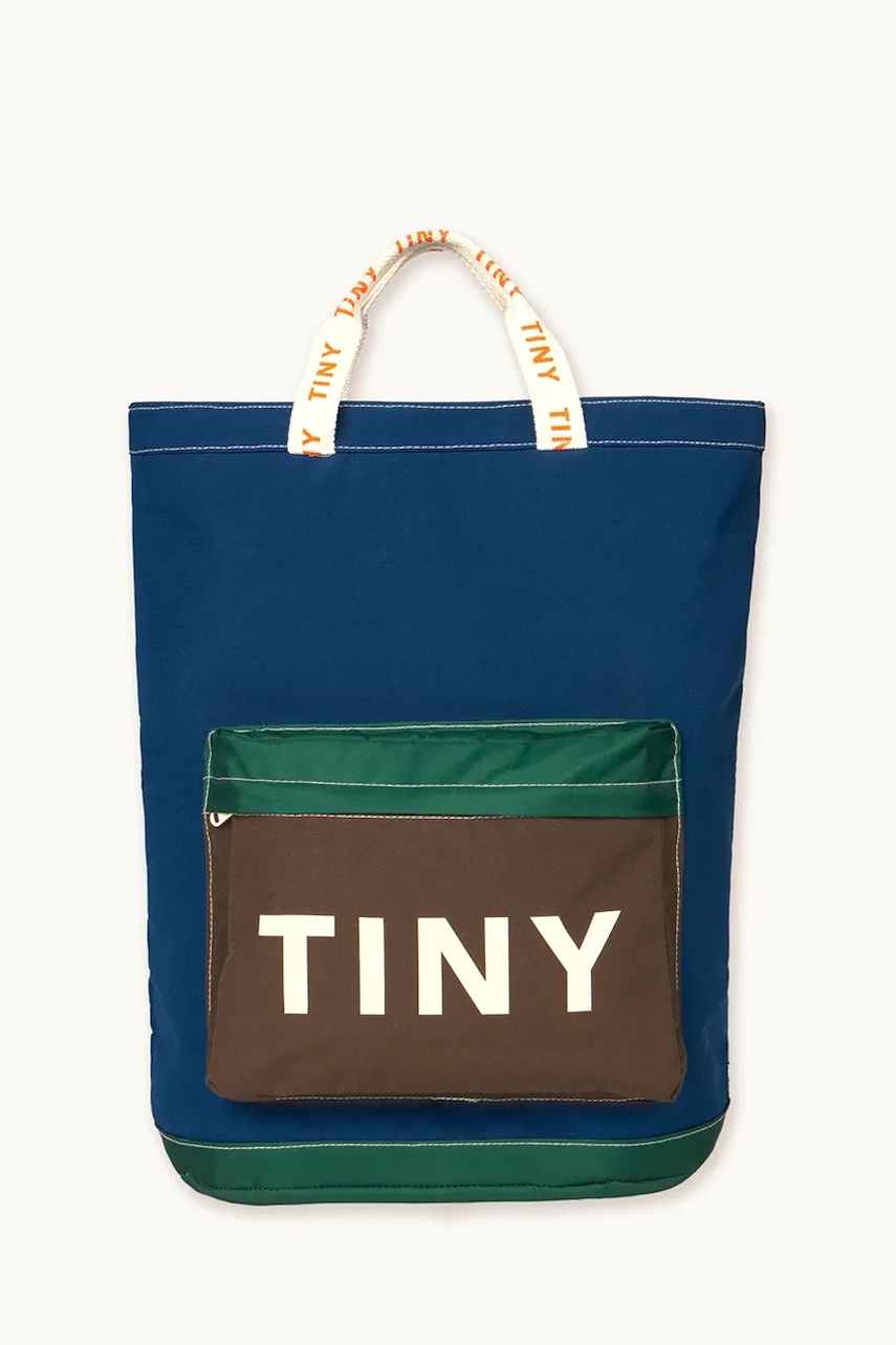 Tinycottons geantă copii COLOR BLOCK TOTEPACK culoarea bleumarin, AW25-509