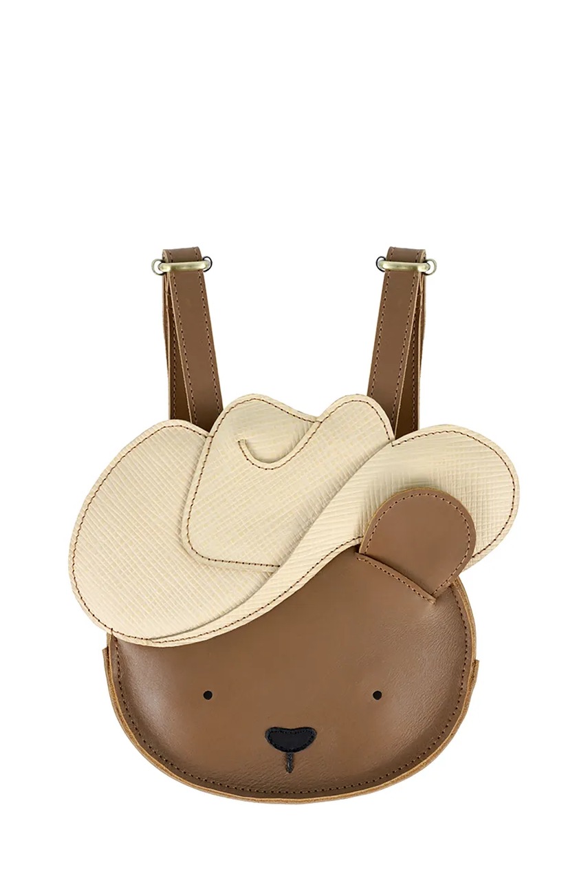 Детский кожаный рюкзак Donsje Stanzen Backpack Cowboy Bear цвет коричневый маленький с аппликацией 5522101