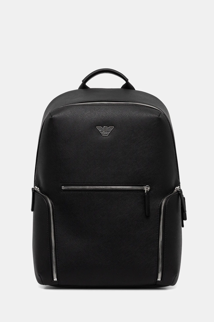 Levně Kožený batoh Emporio Armani pánský, černá barva, velký, Y4O409 Y138E