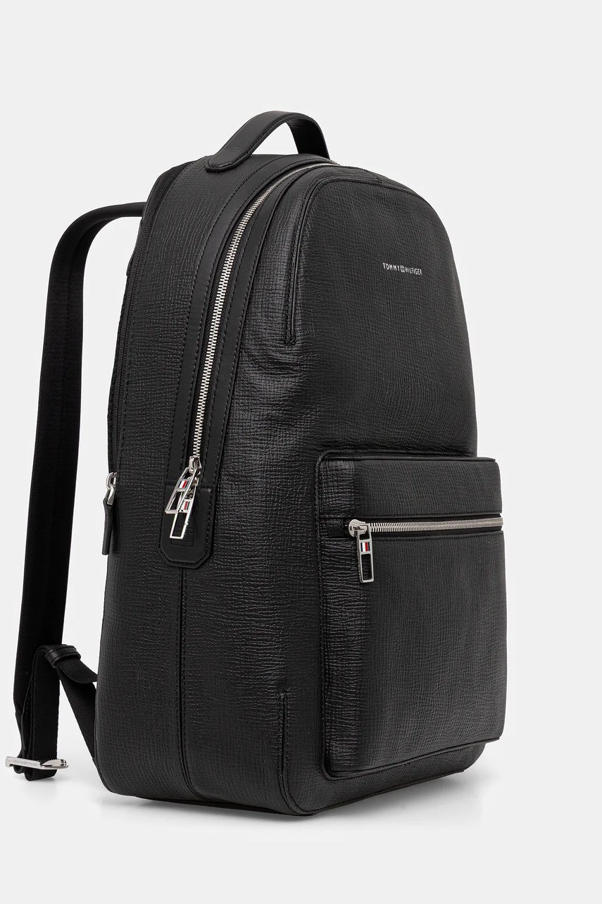 Кожаный рюкзак Tommy Hilfiger цвет чёрный большой AM0AM13641