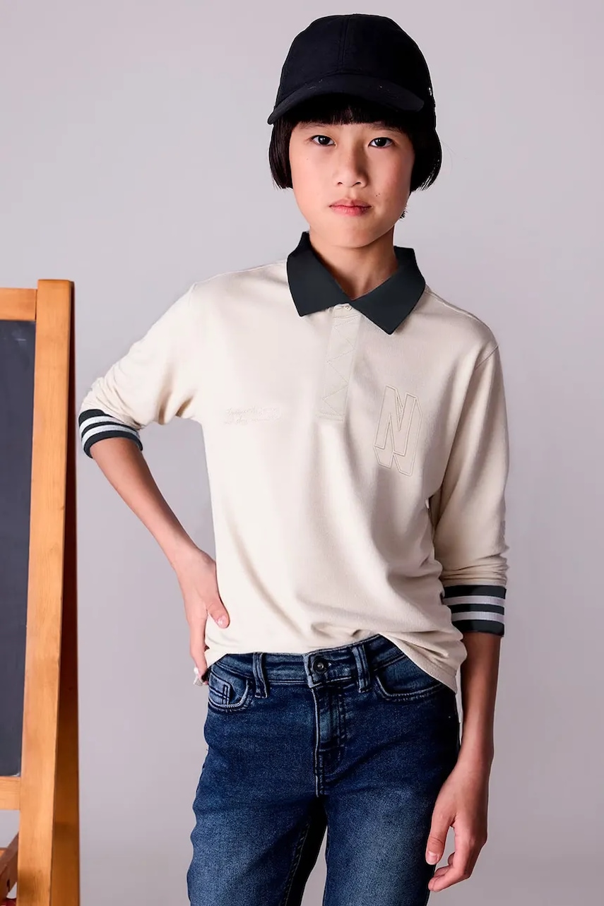 Mayoral longsleeve copii culoarea bej, cu imprimeu, 7101