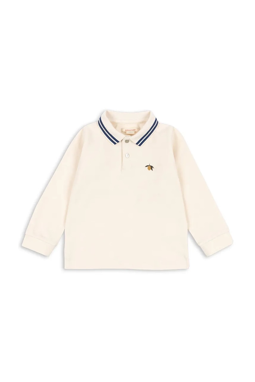 Konges Sløjd tricouri polo din bumbac pentru copii FLORIAN LS POLO GOTS culoarea bej, uni, KS103811