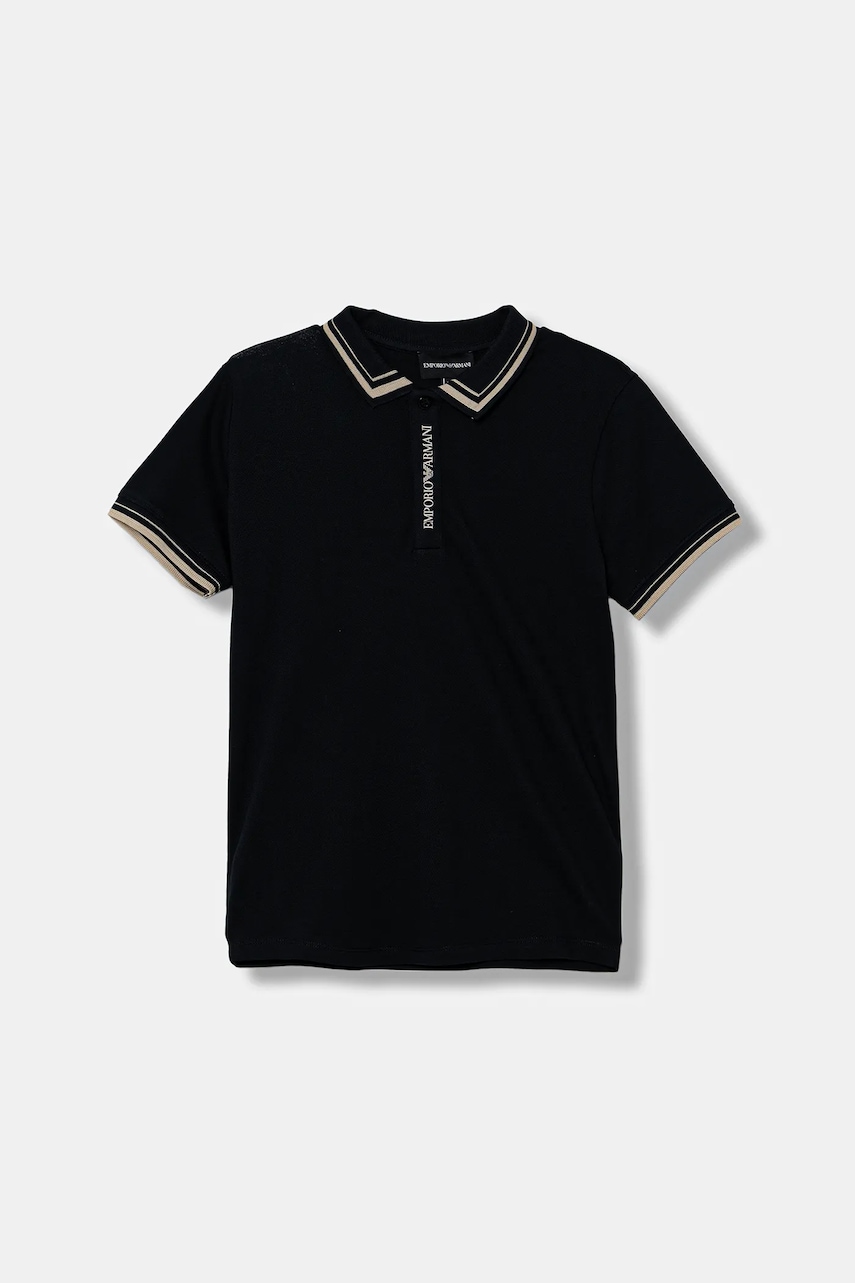Emporio Armani tricou polo copii culoarea bleumarin, uni, EB000665 AF16641