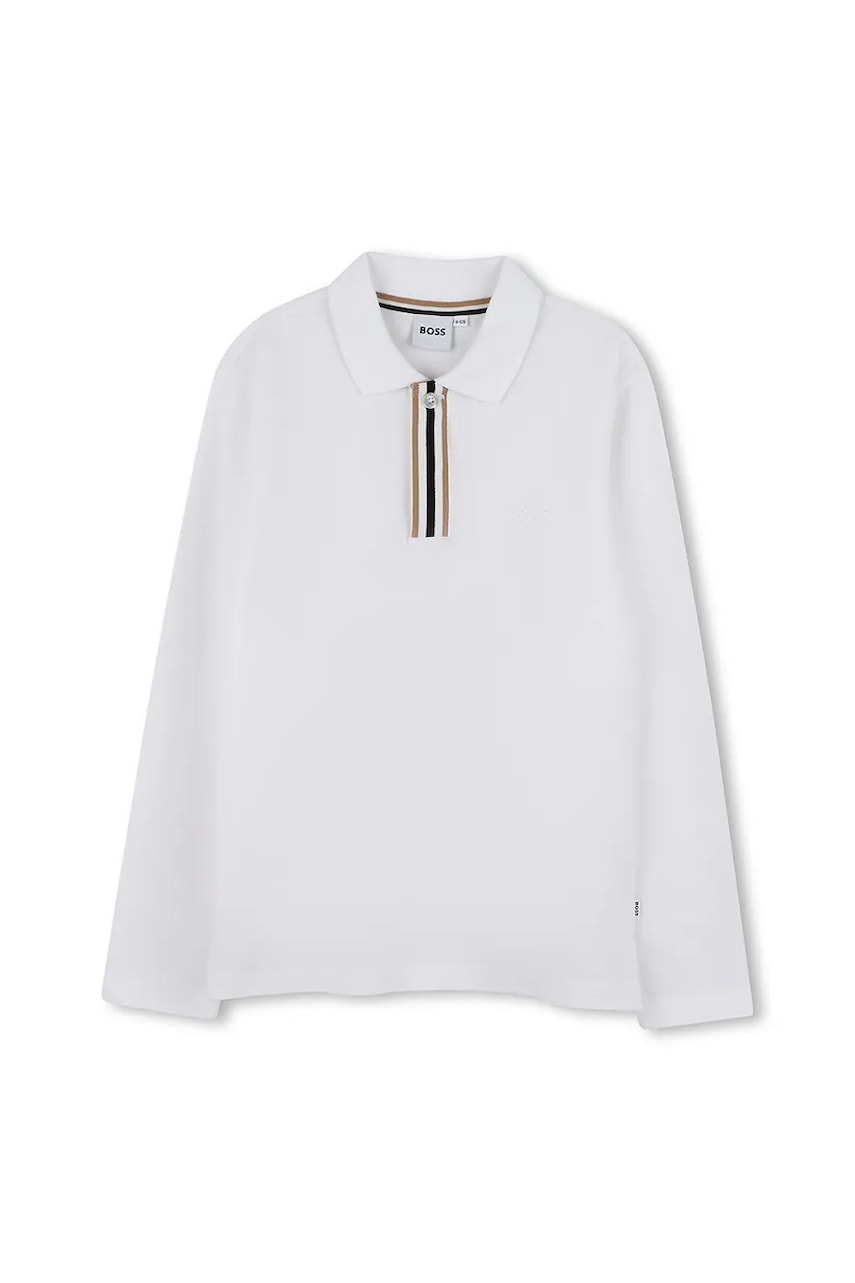 BOSS tricouri polo din bumbac pentru copii culoarea alb, J52333