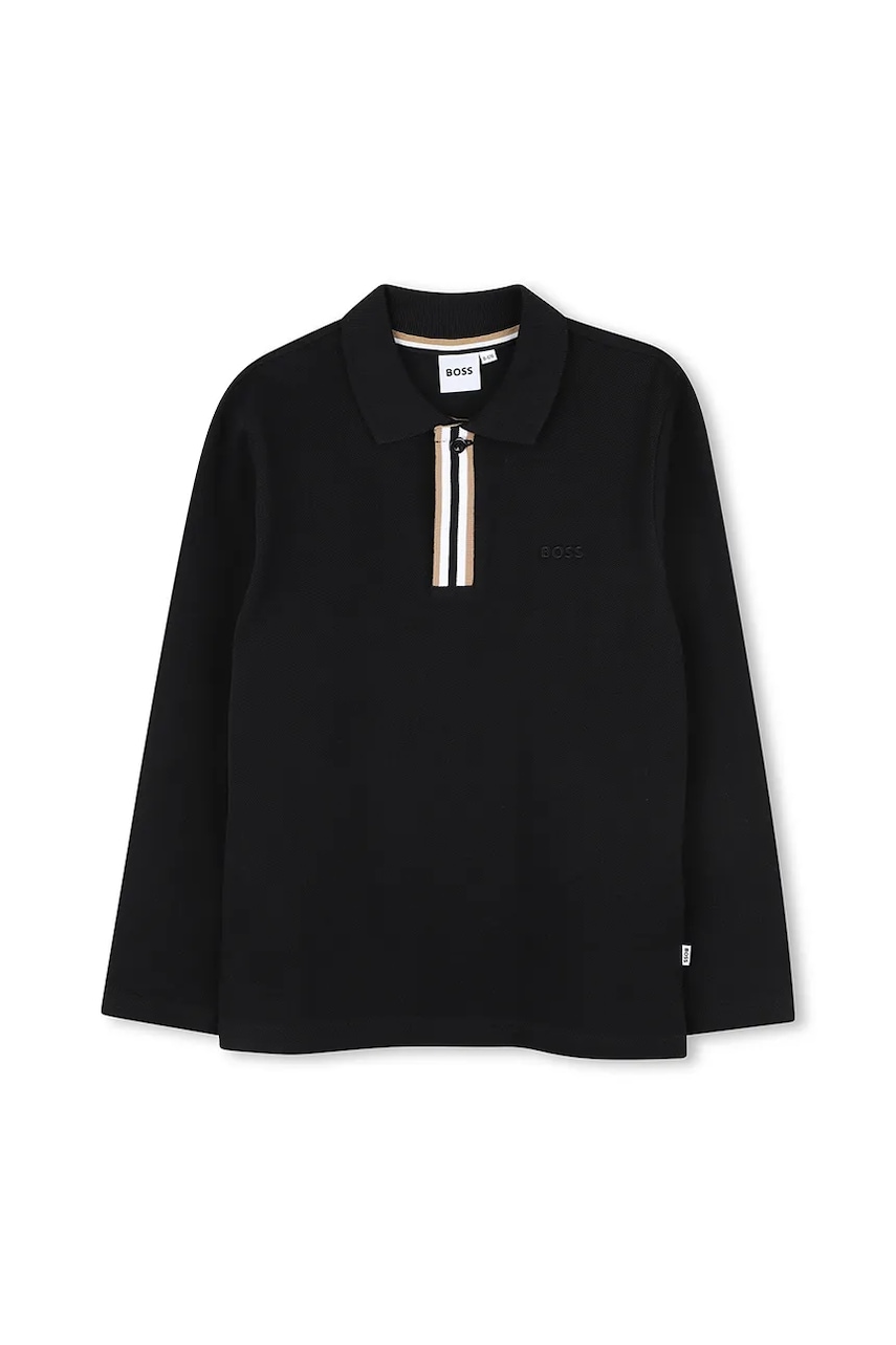 BOSS tricouri polo din bumbac pentru copii culoarea negru, J52333