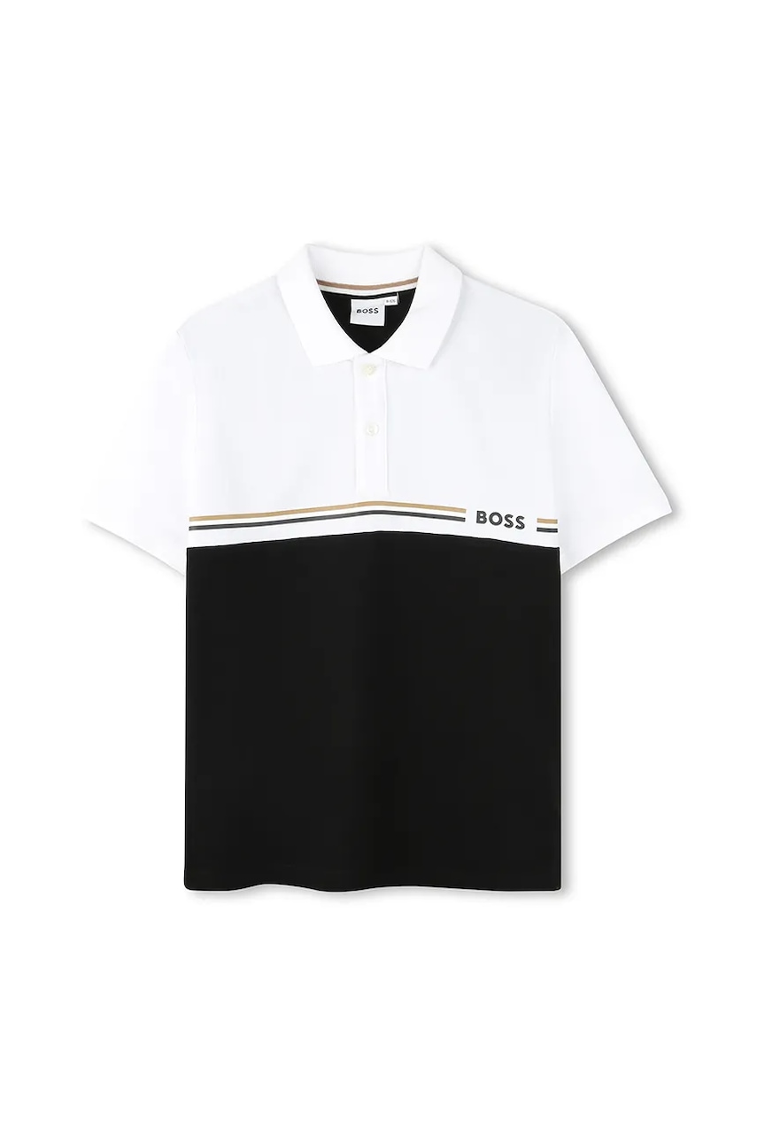 BOSS tricou polo copii culoarea negru, J52339