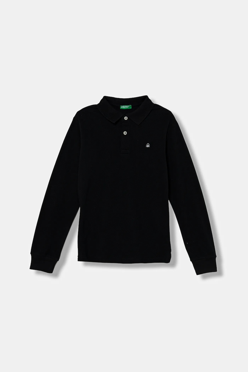 Levně Dětské bavlněné tričko s dlouhým rukávem United Colors of Benetton černá barva, 3089C300Z